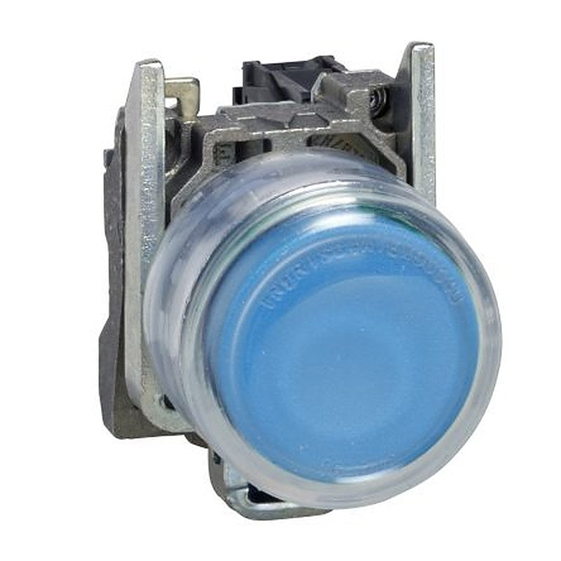 Schneider Electric Harmony Series Push Button Switch, Spring Return, Panel, 22 mm Cutout, SPST, Blue LED, IP66, IP67