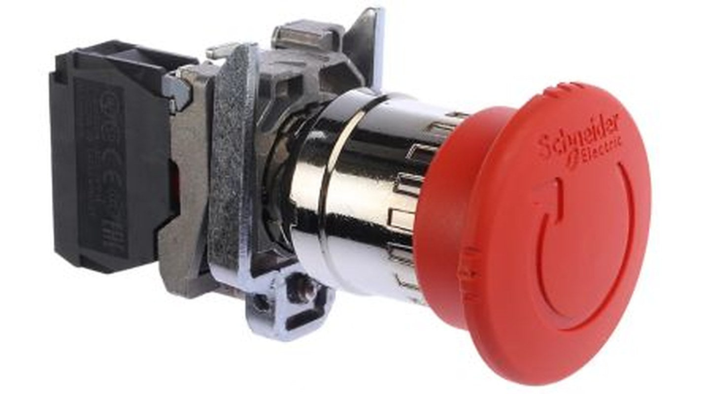 Schneider Electric Harmony Series Twist Release Emergency Stop Push Button, Panel Mount, 22 mm Cutout, 1 NC, IP67, IP66,