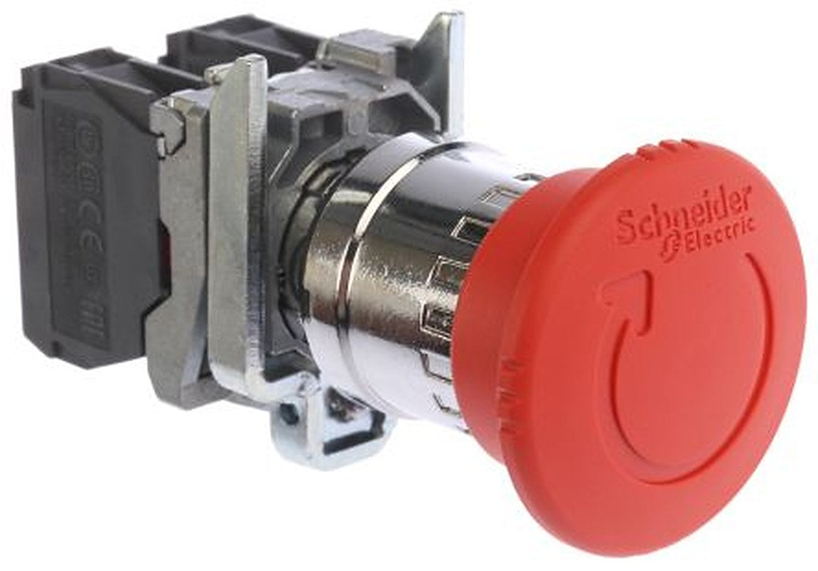 Schneider Electric Harmony XB4 Series Twist Release Emergency Stop Push Button, Panel Mount, 22 mm Cutout, SPDT, IP66,