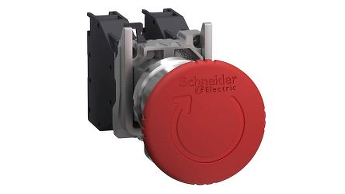 Schneider Electric Harmony XB4 Series Emergency Stop Push Button, Panel Mount, 22 mm Cutout Red, 1 NO/1 NC, IP65