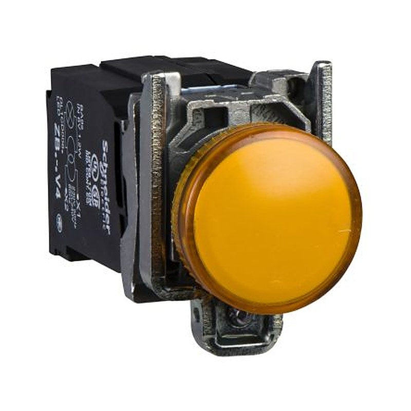 Schneider Electric, XB4, Flush Orange Incandescent Lamp Pilot Light, 22 mm Cutout, IP66, IP67, IP69K, Round, 120V ac