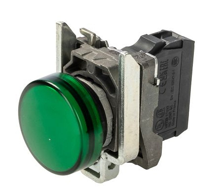 Schneider Electric, Harmony XB4, Panel Mount Green LED Pilot Light, 22 mm Cutout, IP66, IP67, IP69K, Round, 24V ac/dc
