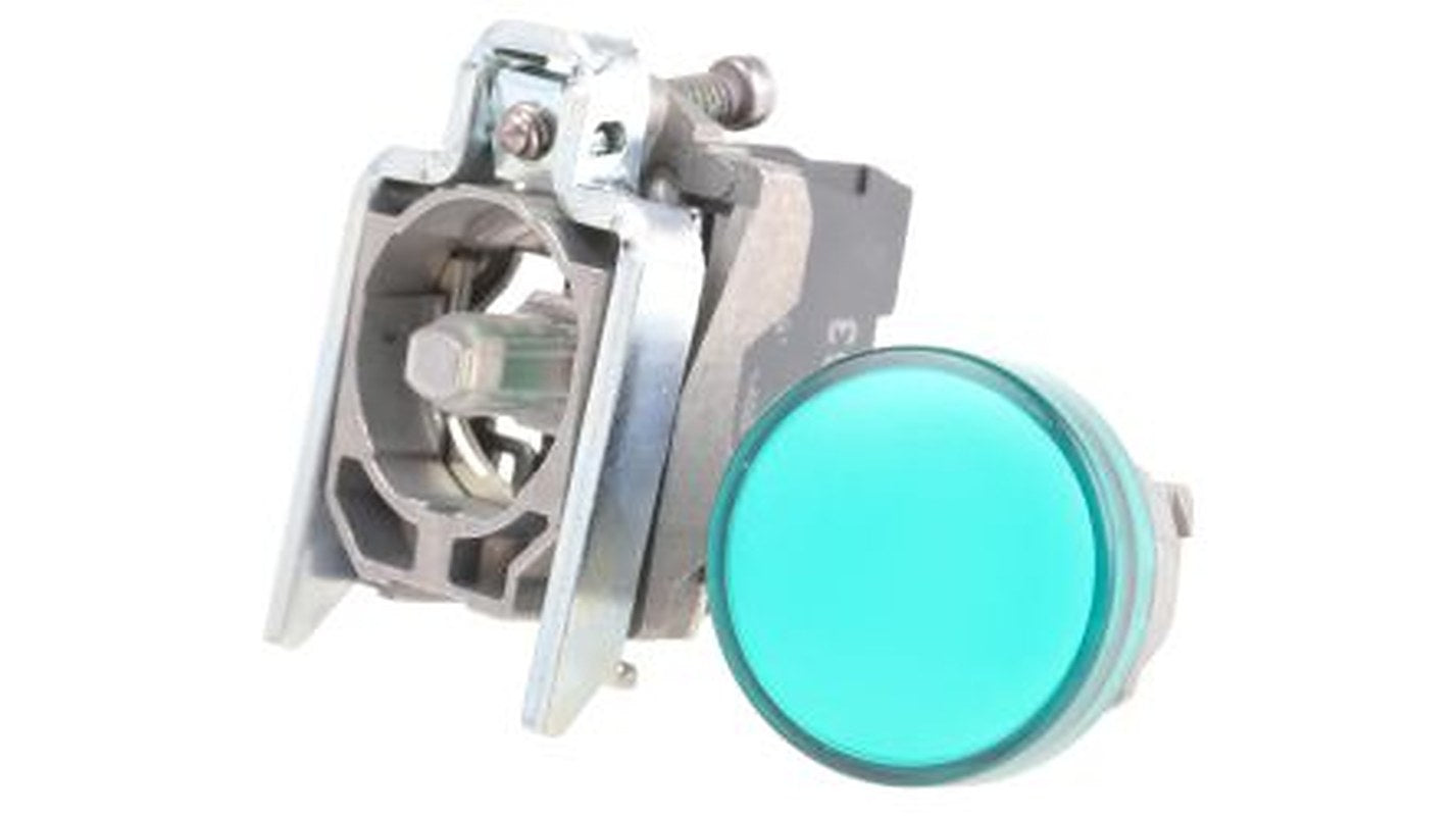 Schneider Electric, Harmony XB4, Panel Mount Green LED Pilot Light, 22 mm Cutout, IP66, IP67, IP69K, Round, 120V ac