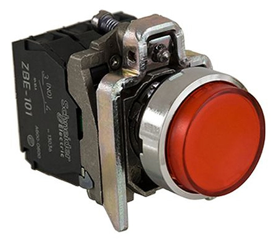 Schneider Electric Harmony XB4 Series Illuminated Push Button Switch, Spring Return, Panel, 22 mm Cutout, SPDT, Red LED