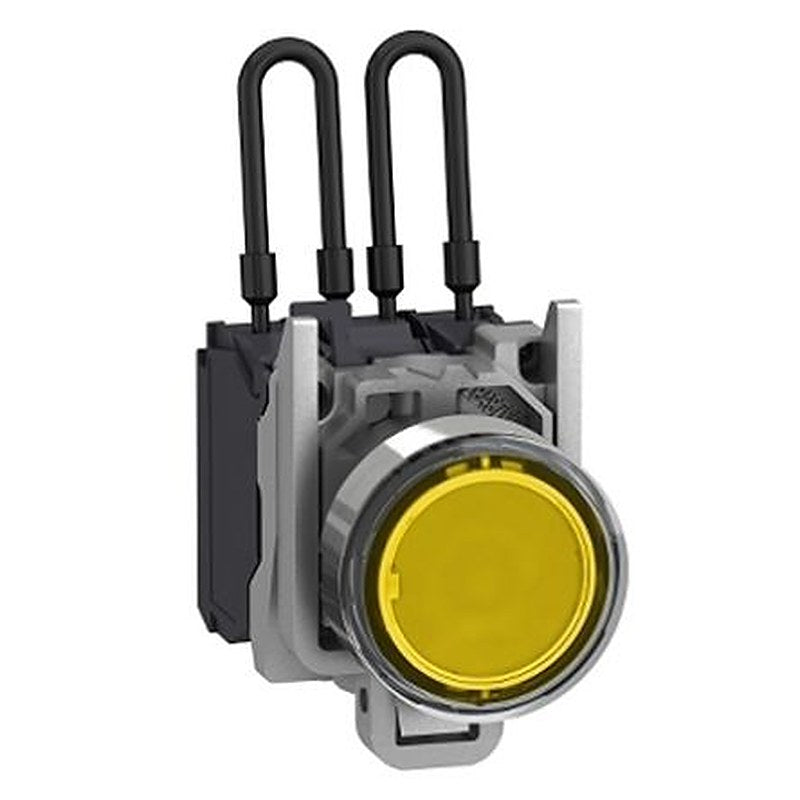 Schneider Electric, XB4, Panel Mount Amber LED Pilot Light Complete Unit, 22.5 mm Cutout, IP66, IP69K, IP67, Round, 120V