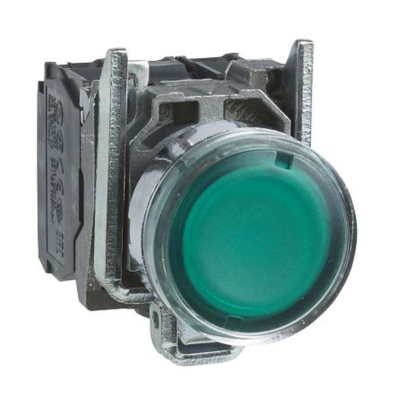 Schneider Electric Harmony Series Illuminated Push Button Switch, Spring Return, Panel, 22 mm Cutout, SPDT, Green LED,