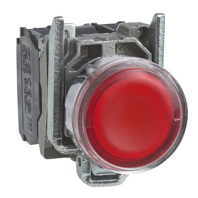 Schneider Electric Harmony XB4 Series Illuminated Push Button Switch, Spring Return, Panel, 22 mm Cutout, SPDT, Red LED,