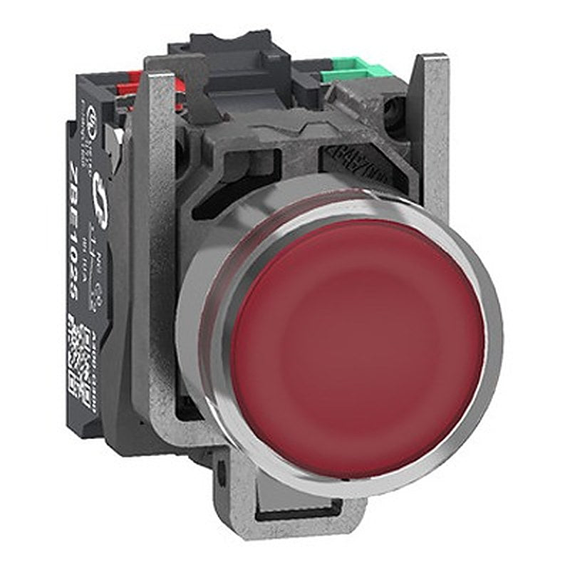 Schneider Electric Harmony XB4 Series Illuminated Illuminated Push Button, Panel Mount, 22.5 Cutout Red, 1 NO/1 NC,