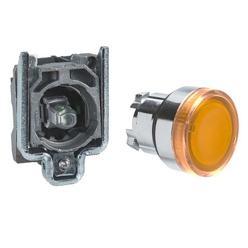 Schneider Electric Harmony XB4 Series Illuminated Illuminated Push Button, Spring Return, 22.5 mm Cutout, 1 NO, Orange
