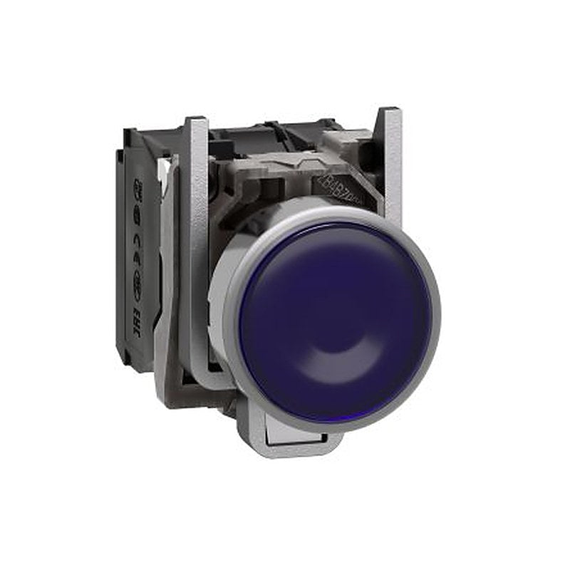 Schneider Electric Harmony Series Illuminated Push Button Switch, Spring Return, Panel, 22 mm Cutout, SPDT, Blue LED, 24