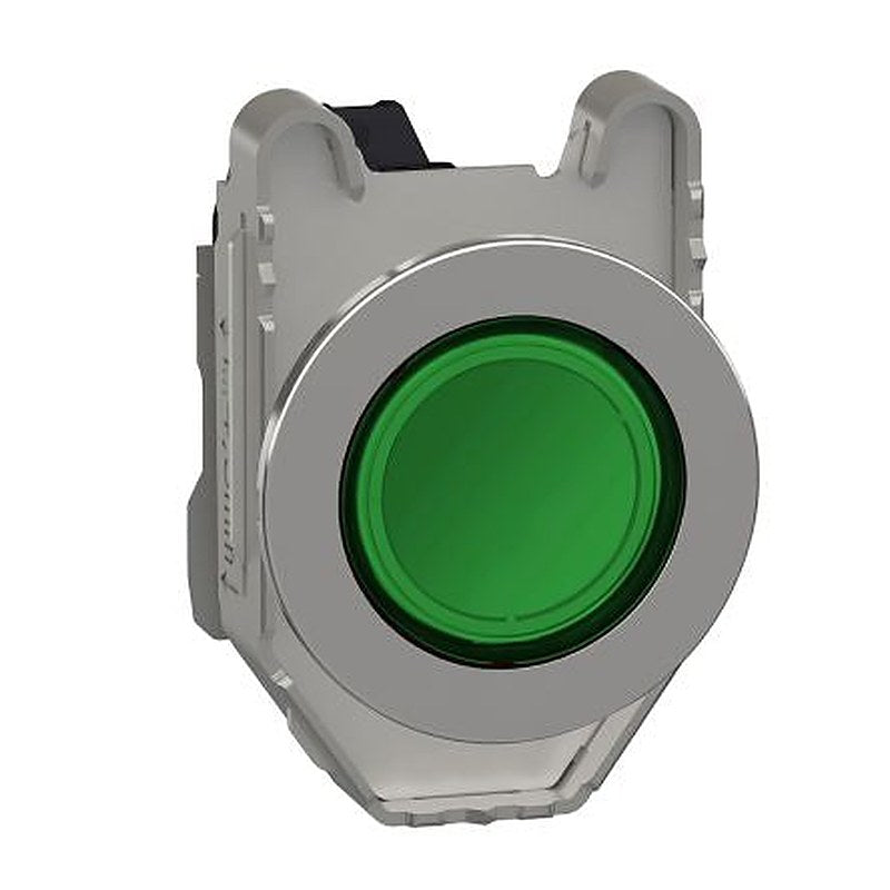 Schneider Electric, Harmony XB4, Flush Green LED Pilot Light, 30 mm Cutout, IP69, IP66, IP67, Round, 21.6 V ac, 26.4 V