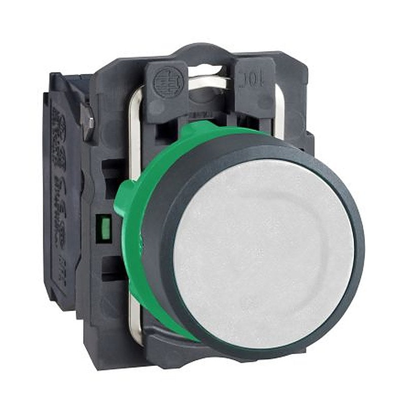 Schneider Electric Harmony XB5 Series Push Button Switch, Spring Return, Panel, 22 mm Cutout, SPST, White LED, IP66,
