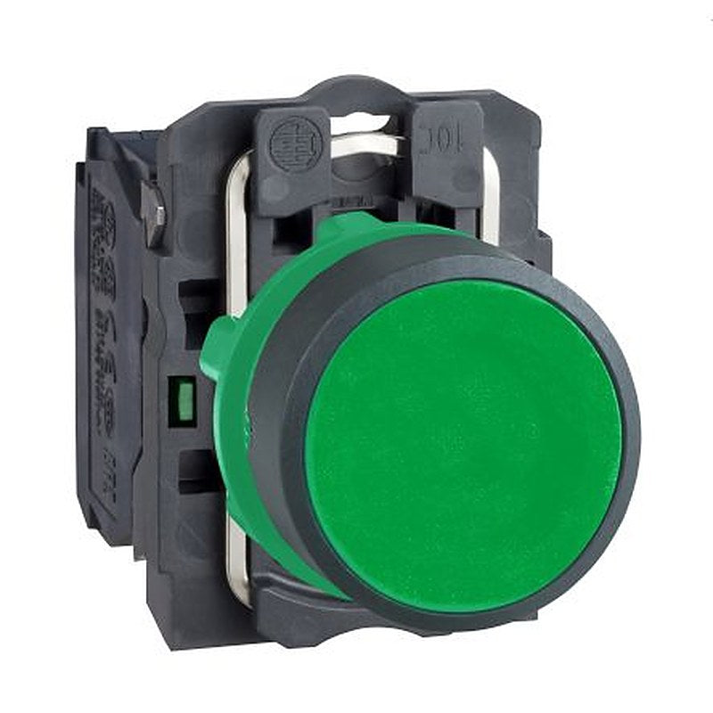 Schneider Electric Harmony XB5 Series Push Button Switch, Spring Return, Panel, 22 mm Cutout, SPST, Green LED, IP66,