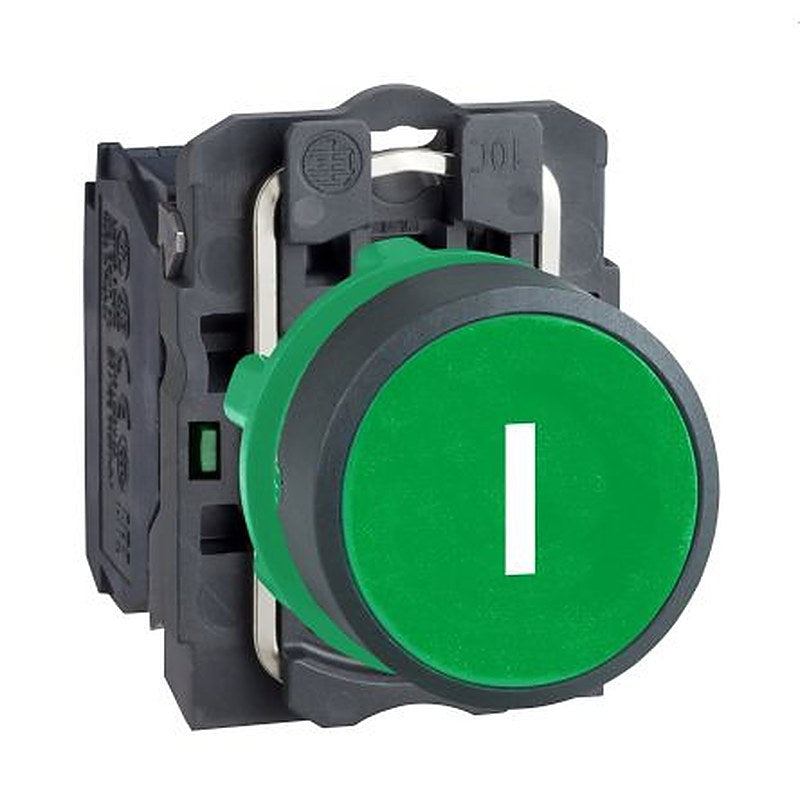 Schneider Electric Harmony XB5 Series Push Button Switch, Slow Break, Panel Mount, 22 mm Cutout, SPST, Green LED, IP66,