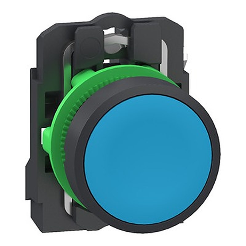 Schneider Electric Harmony XB5 Series Pushbutton, Panel Mount, 22.5 mm Cutout Blue, 1 NO, IP66, IP67, IP69, IP69K