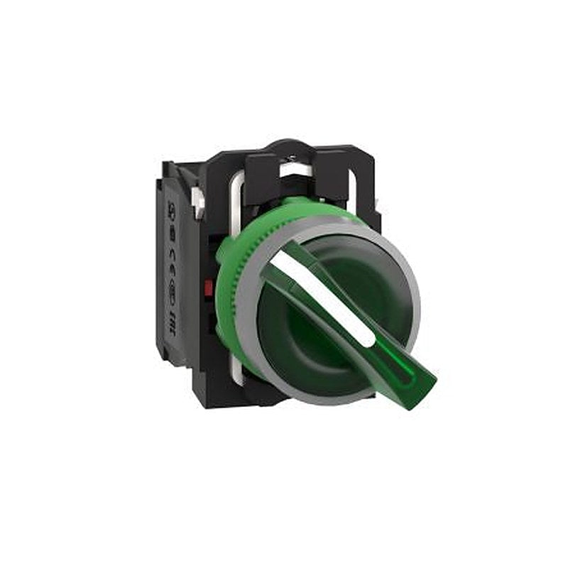 Schneider Electric Handle Selector Switch - (1 NO/1 NC) 22 mm Cutout Diameter Illuminated 2 Positions