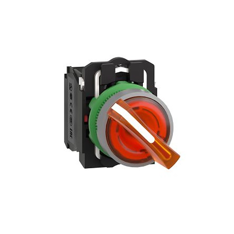 Schneider Electric Handle Selector Switch - (1 NO/1 NC) 22 mm Cutout Diameter Illuminated 2 Positions