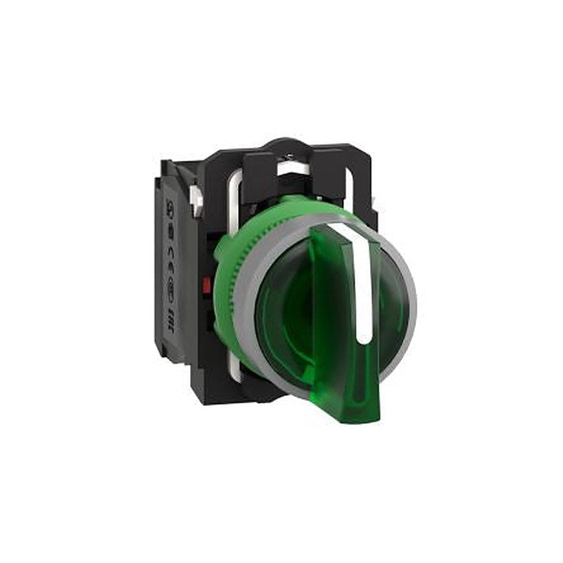 Schneider Electric Handle Selector Switch - (1 NO/1 NC) 22 mm Cutout Diameter Illuminated 3 Positions