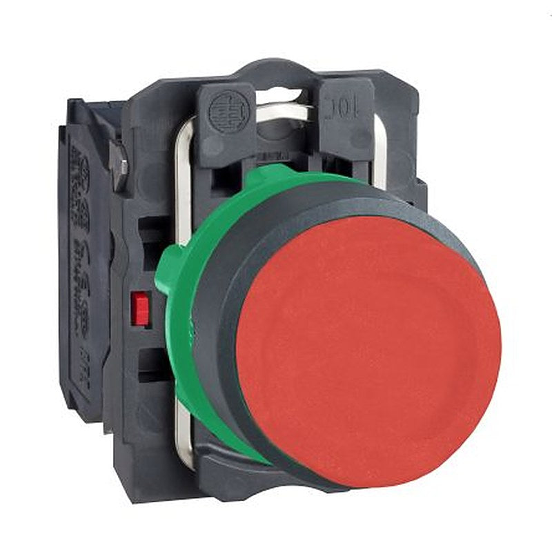 Schneider Electric Harmony Series Push Button Switch, Spring Return, Panel Mount, 22 mm Cutout, SPST, Red LED