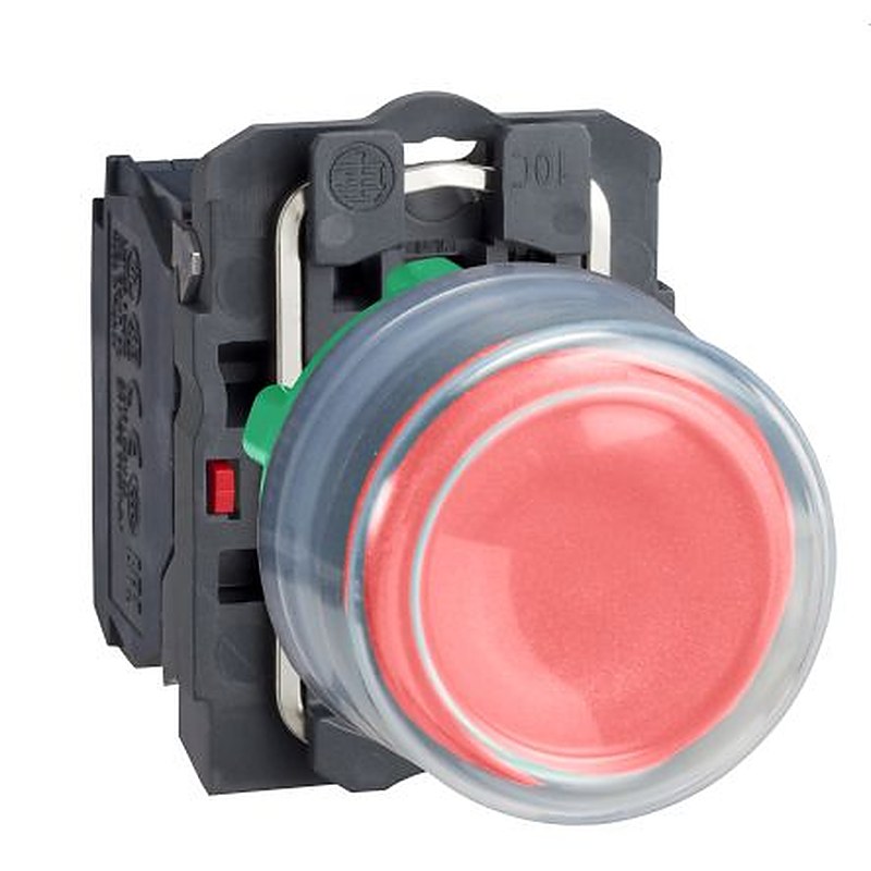 Schneider Electric Harmony XB5 Series Push Button Switch, Slow Break, Panel, 22 mm Cutout, SPST, Red LED, IP66, IP67