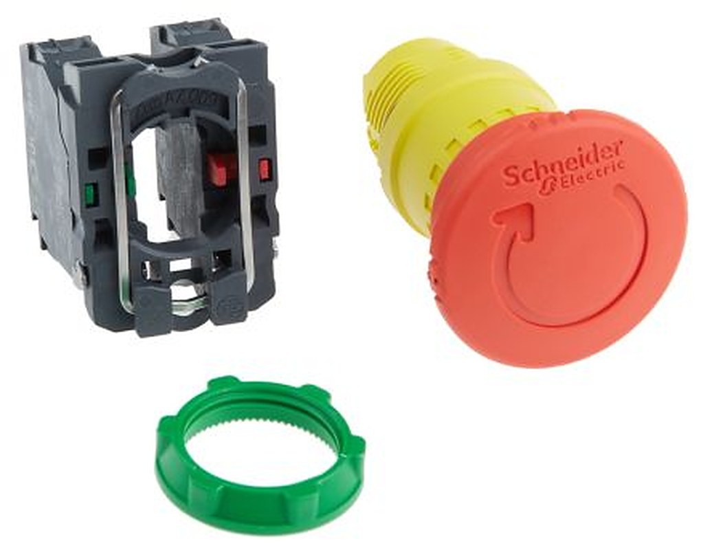 Schneider Electric Harmony XB5 Series Twist Release Emergency Stop Push Button, Panel Mount, 22 mm Cutout, SPDT, IP66,