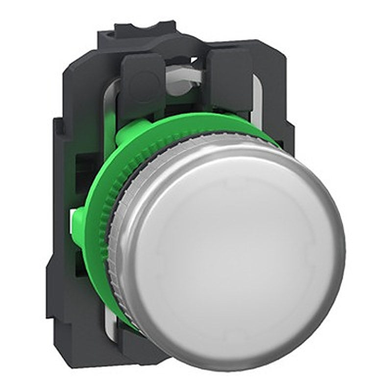 Schneider Electric, Harmony XB5, Panel Mount White Universal-LED Pilot Light, 22.5 mm Cutout, IP66, IP67, IP69, IP69K,