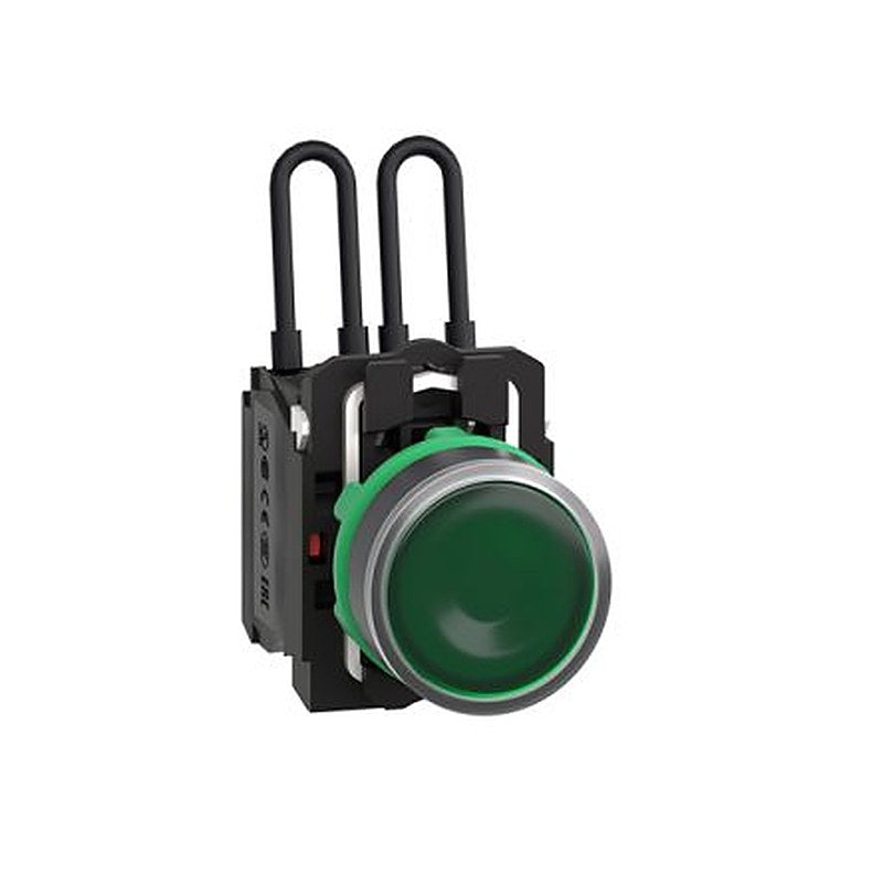 Schneider Electric, XB5A, Screw Green LED Pilot Light, 22.5 mm Cutout, IP66, IP67, IP69, IP69K, Round, 24V