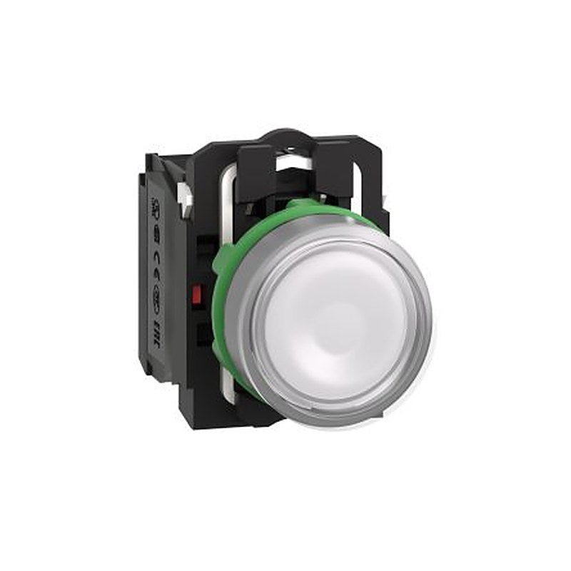 Schneider Electric Harmony Series Illuminated Push Button Switch, Spring Return, Panel, 22 mm Cutout, SPDT, White LED,