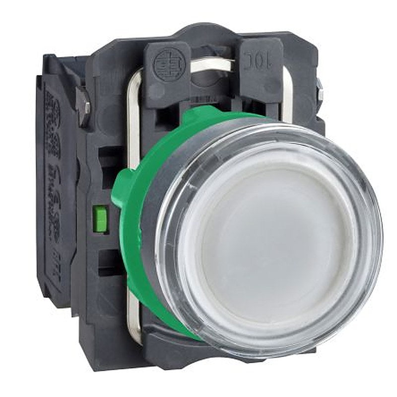 Schneider Electric Harmony XB5 Series Illuminated Push Button Switch, Spring Return, Panel, 22 mm Cutout, SPDT, White