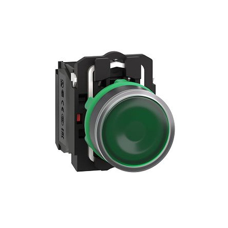 Schneider Electric Harmony Series Illuminated Push Button Switch, Slow Break, Panel, 22 mm Cutout, SPDT, Green LED,