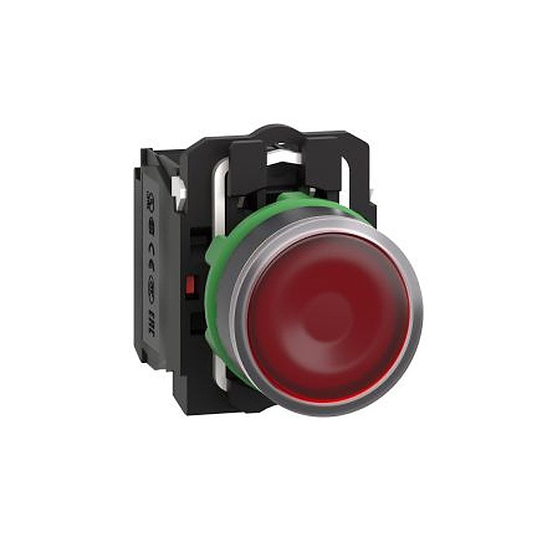 Schneider Electric Harmony Series Illuminated Push Button Switch, Spring Return, Panel, 22 mm Cutout, SPDT, Red LED