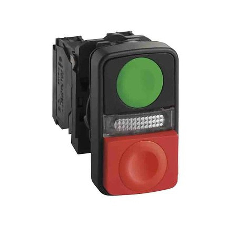 Schneider Electric Harmony Series Illuminated Push Button Switch, Spring Return, 22 mm Cutout Green, Red, 1 NO/1 NC,