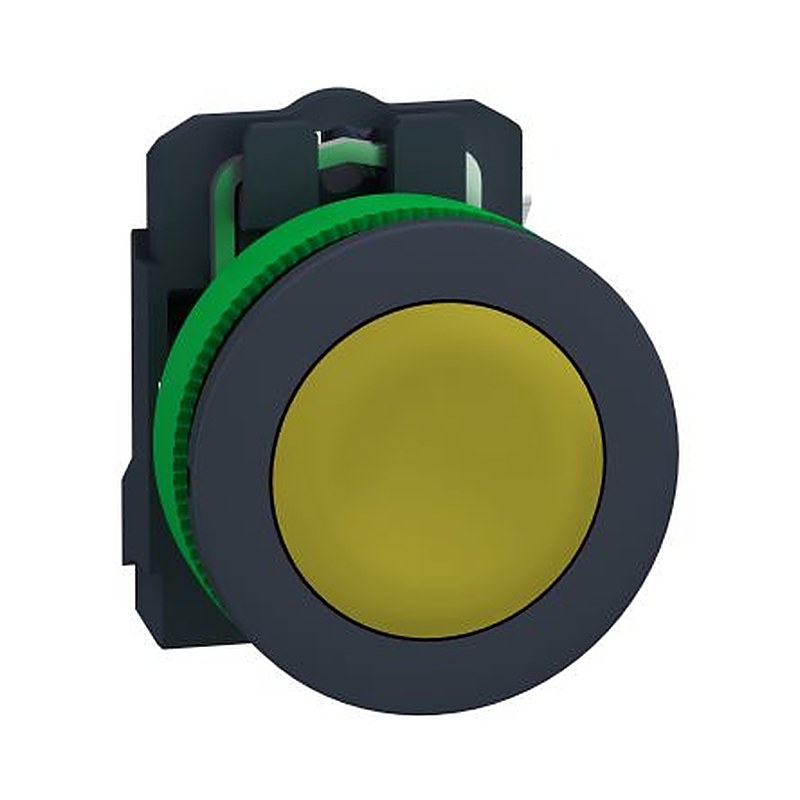 Schneider Electric XB5 Series Push Button Switch, Spring Return, Panel, 30 mm Cutout, SPST, Yellow LED, IP69, 600 V dc