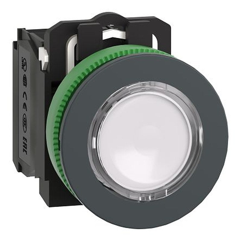 Schneider Electric XB5 Series Illuminated Push Button Switch, Spring Return, Panel, 30 mm Cutout, SPDT, White LED, 24 V
