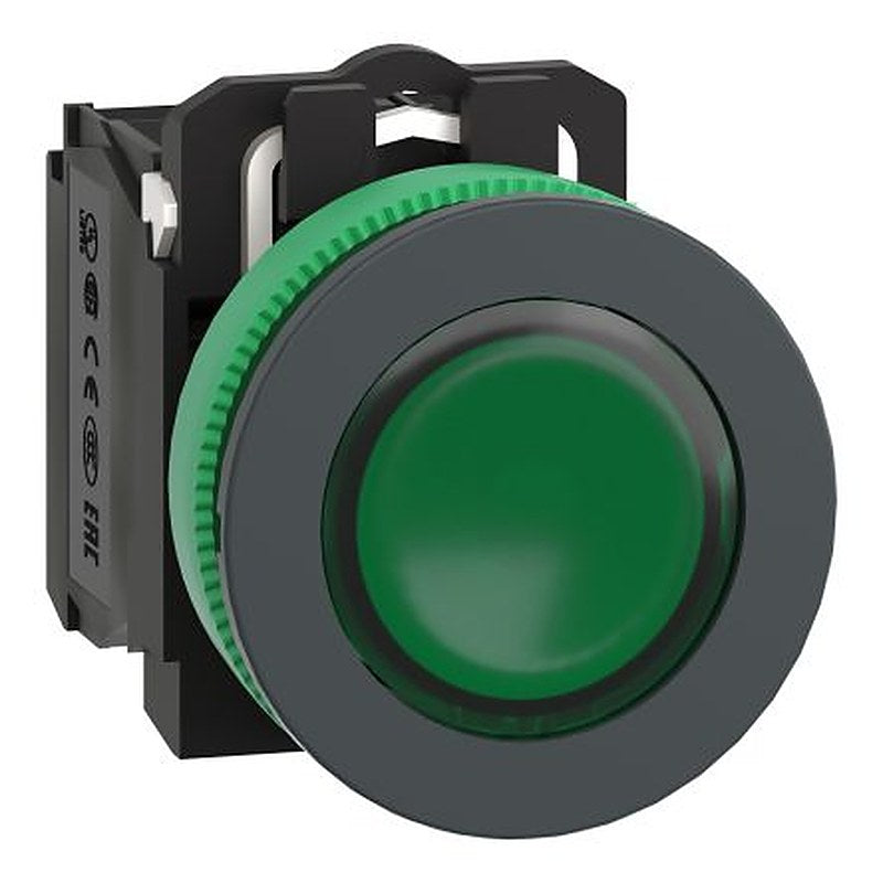 Schneider Electric XB5 Series Illuminated Push Button Switch, Spring Return, Panel, 30 mm Cutout, SPDT, Green LED, IP66,