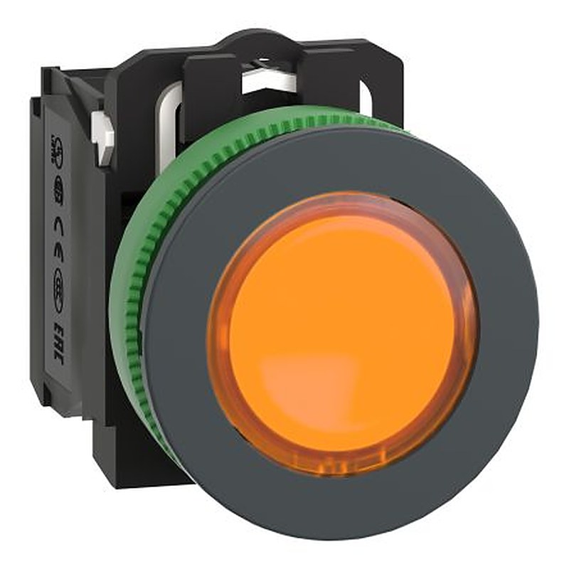 Schneider Electric XB5 Series Illuminated Push Button Switch, Spring Return, Panel, 30 mm Cutout, SPDT, Orange LED,