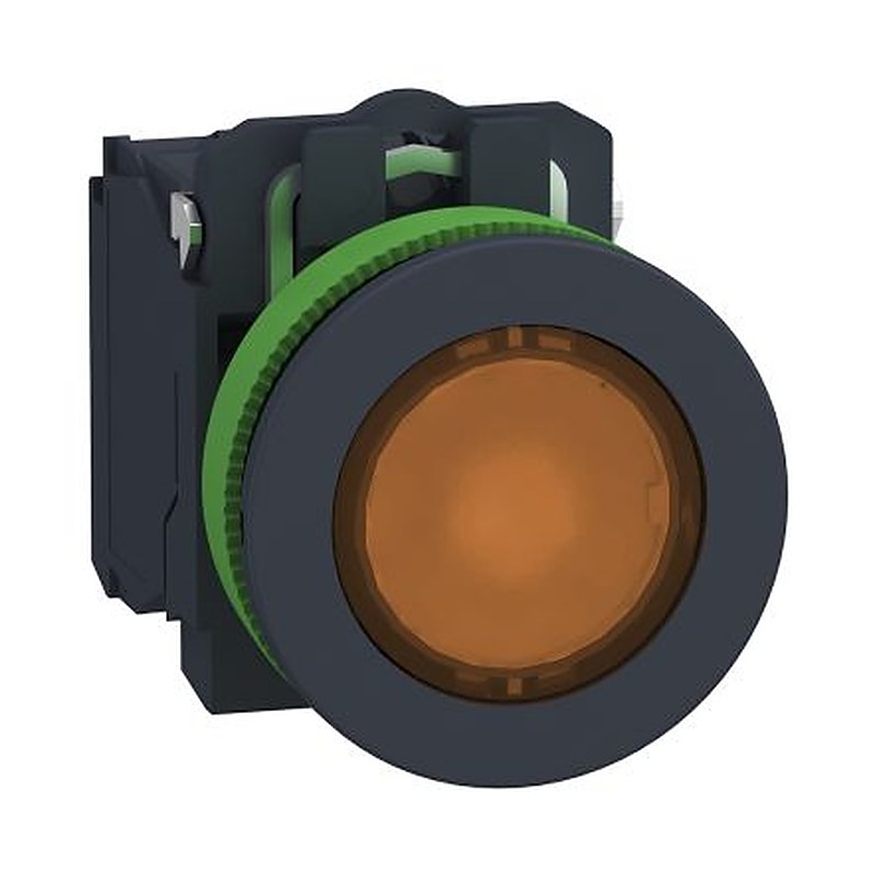 Schneider Electric XB5 Series Illuminated Push Button Switch, Spring Return, Panel, 30 mm Cutout, SPDT, Orange LED 240 V