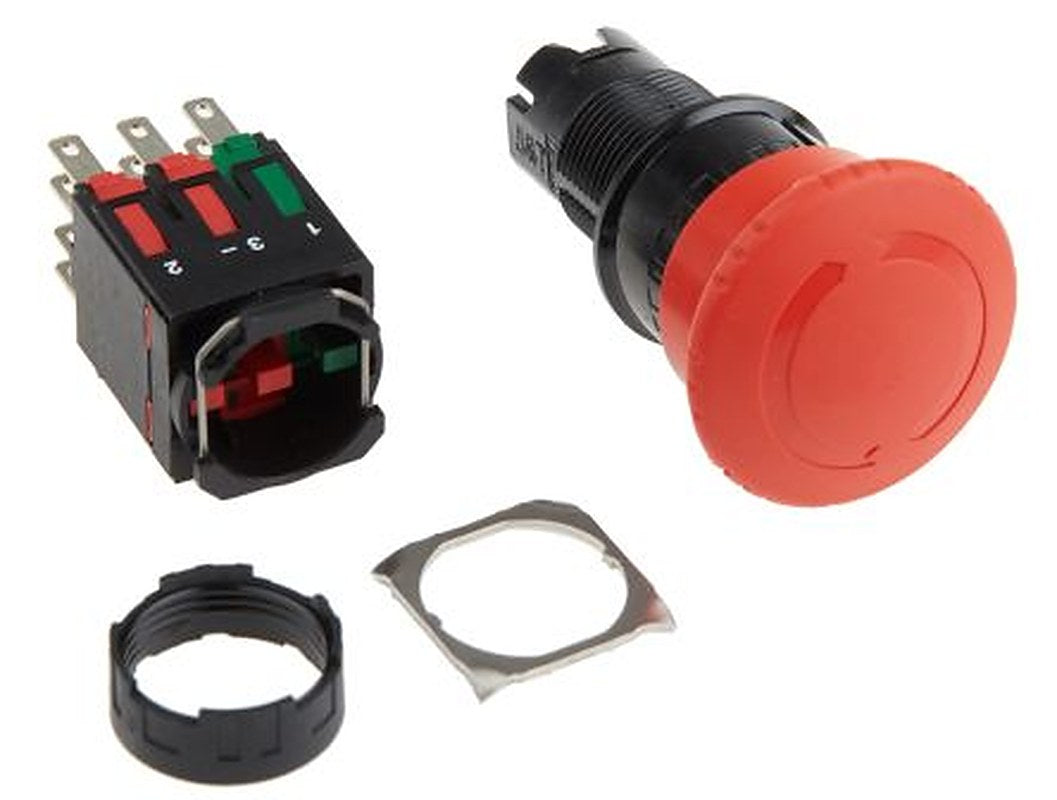 Schneider Electric Harmony XB6 Series Twist Release Emergency Stop Push Button, Panel Mount, 16 mm Cutout, 2 NO/2 NC,