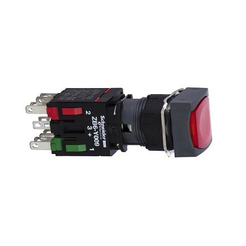 Schneider Electric XB6 Series Illuminated Push Button Switch, Slow Break, Panel, 16 mm Cutout, SPST, Red LED, IP65, 250