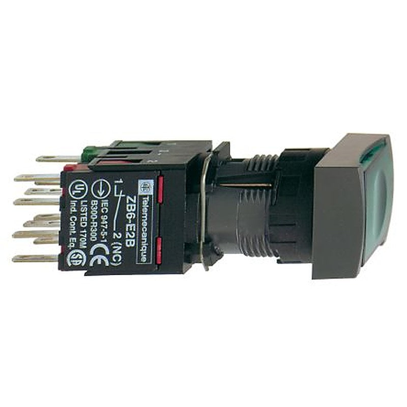Schneider Electric Harmony Series Illuminated Push Button Switch, Latching, Panel, 16 mm Cutout, SPST, Green LED, IP65
