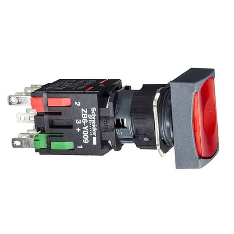 Schneider Electric XB6D Series Illuminated Push Button Switch, Slow Break, 16 mm Cutout, 1 NO/1 NC, Red LED, IP65, 30 V