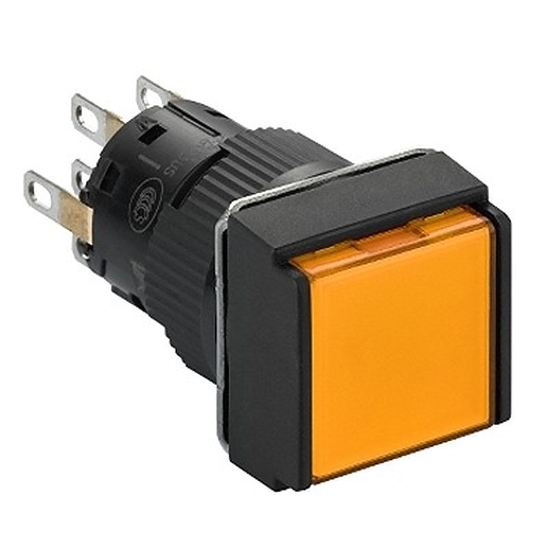 Schneider Electric Harmony XB6E Series Illuminated Pushbutton, Latching, Panel Mount, 16 mm Cutout, 2 CO, Orange LED,