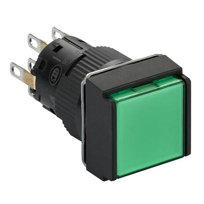 Schneider Electric Harmony Series Illuminated Push Button Switch, Spring Return, Panel, 16 mm Cutout, DPDT, Green LED,