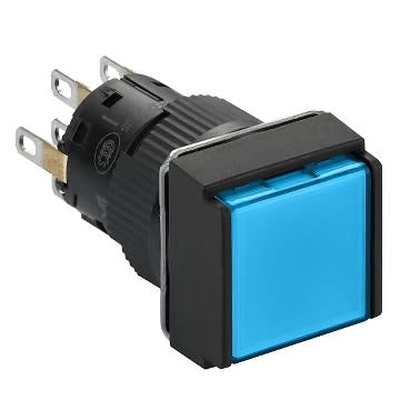 Schneider Electric Harmony XB6 Series Illuminated Push Button Switch, Spring Return, Panel, 16 mm Cutout, DPDT, Blue