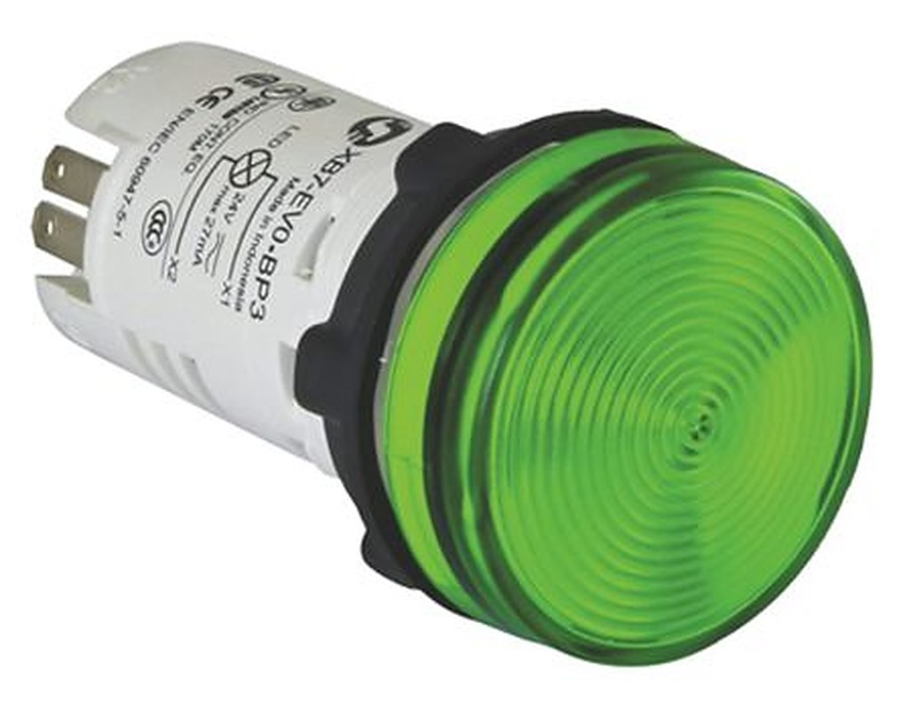 Schneider Electric, Harmony, Panel Mount Green LED Pilot Light, 22 mm Cutout, IP65, IP20, Round