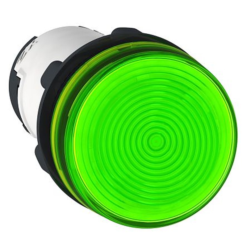 Schneider Electric, Harmony XB7, Panel Mount Green Incandescent Lamp Pilot Light, 22 mm Cutout, IP54, Round, 230V ac