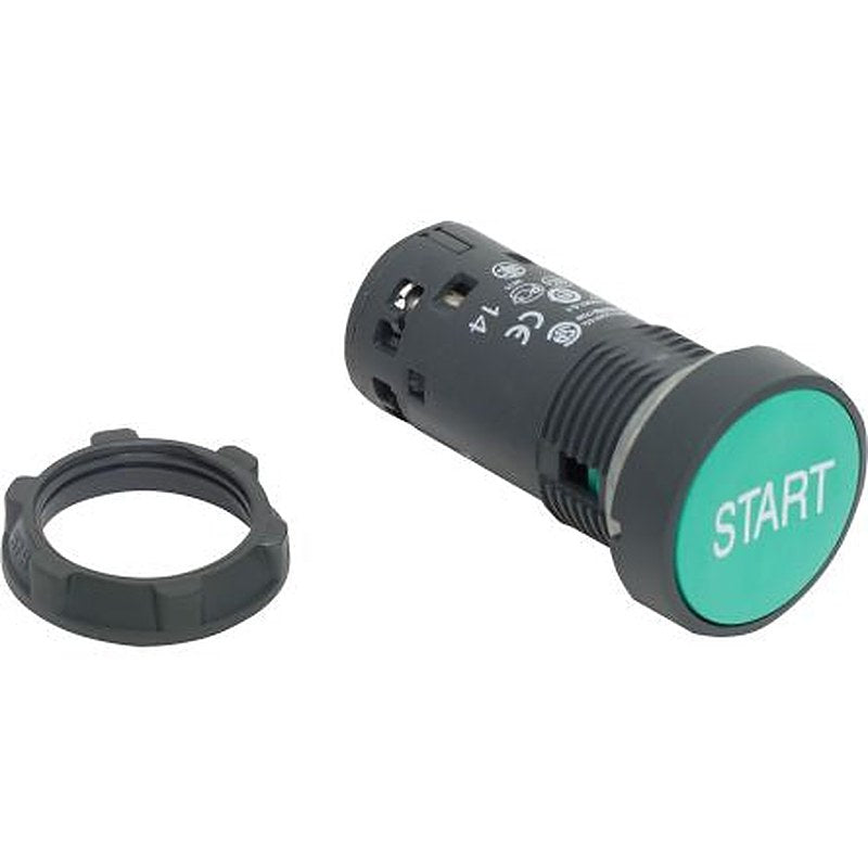 Schneider Electric Harmony Series Push Button Switch, Spring Return, Panel Mount, 22 mm Cutout, SPST, Green LED