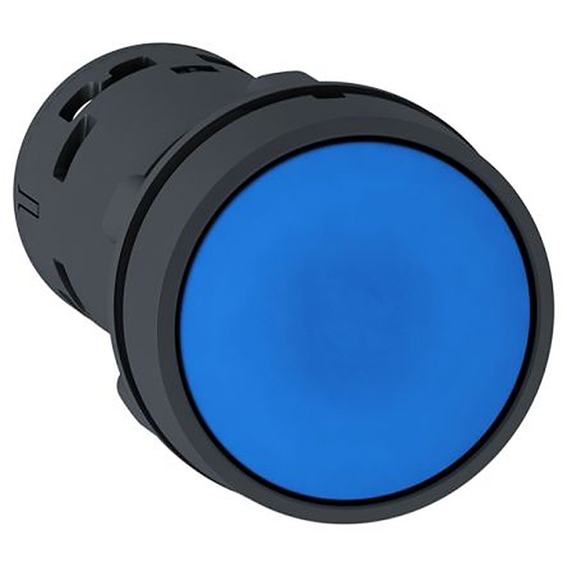Schneider Electric Harmony XB7 Series Push Button Switch, Spring Return, Panel, 22.5 mm Cutout, 1 NO/1 NC, Blue LED,