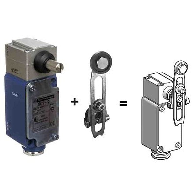 Telemecanique Sensors XC2J Series Roller Lever Limit Switch, 1 CO, IP65, IP657, Metal Housing, 500V