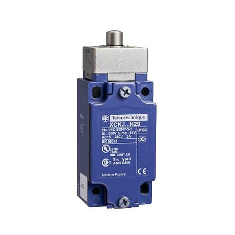 Telemecanique Sensors XCKJ Series Plunger Limit Switch, DPST, IP66, Zinc Zamak Alloy Housing, 50V ac, 3A
